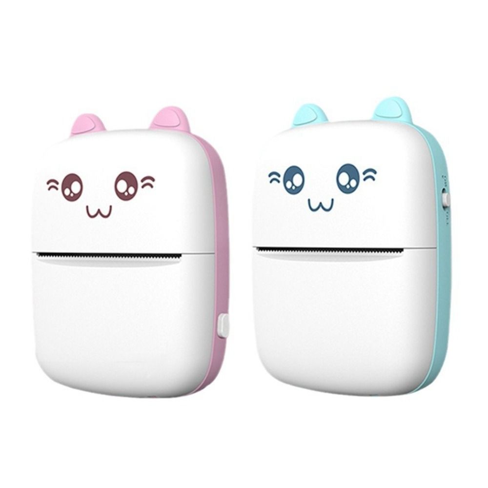 Portable Pocket Thermal Label Printer Cat Shaped USB Cable Printer  Student Error Title Note