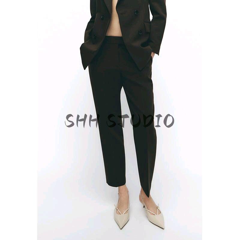 Spring New Women's Clothing Commute Style Double Breasted Suit Outwear 2205593 High Waist Slim-Fit Pants 2199593