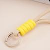 Multifunctional Color Block Woven Lanyard Keychain with Cartoon Plush Bag and Perler Bead Pendant