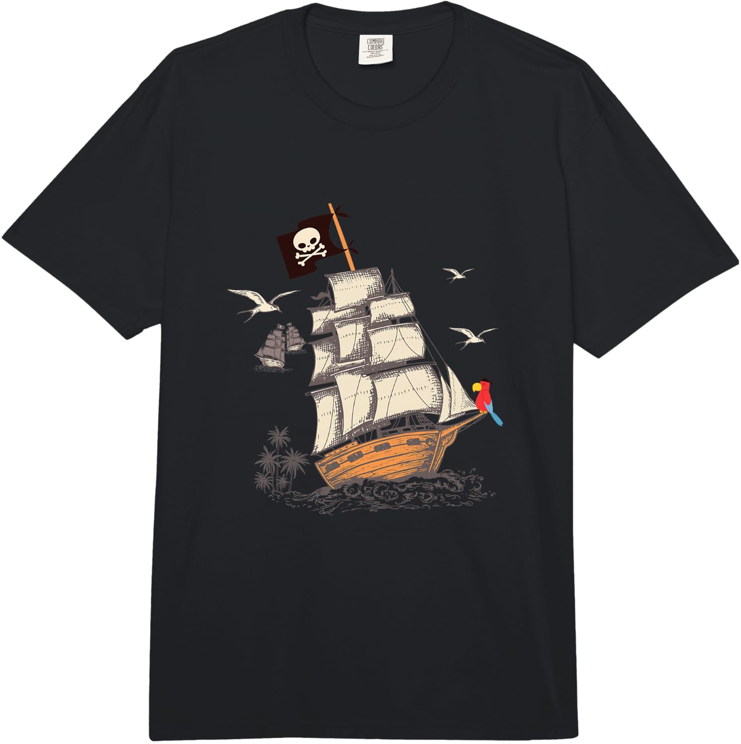 Pirate Ship Nautical Boat Pirate Flag Funny Gift Comfort Colors Adult Heavyweight  Unisex T-Shirt M
