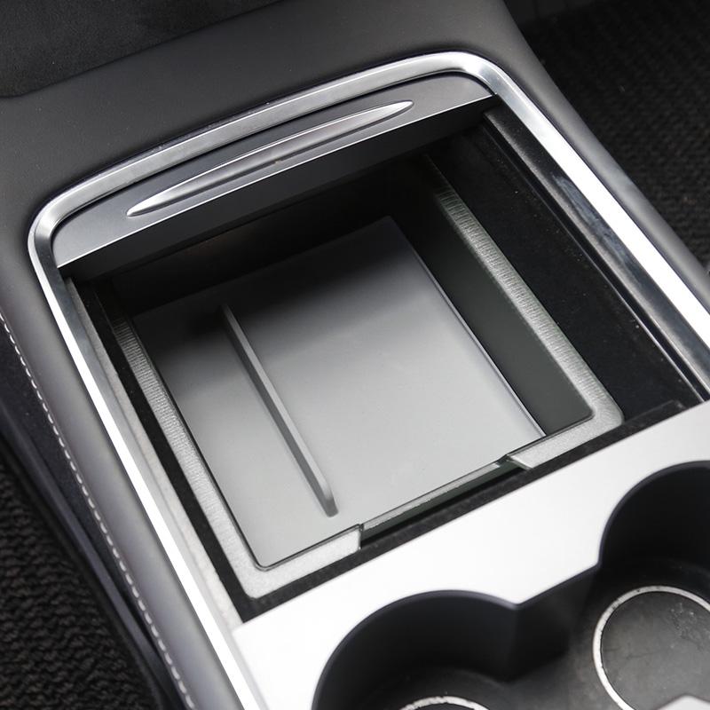 For Tesla Model 3 Y 2023 Accessories Center Console Storage Box Central Control Translucent Organiser Case with Silicone Pad