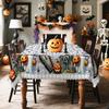 Büffelkaros Muster Schloss Jack-o'-Lantern Hexenhut Kreuz Holz Sarg Fledermaus Halloween Tischdecke, geeignet für Rechtecke