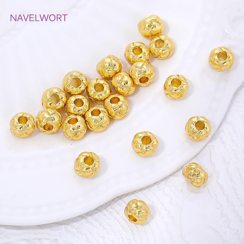 6.7mm*5.2mm Brass Round Spacer Beads 18K Gold Plated Loose Beads For Bracelet Making,Beads Separators,DIY Jewelry Accessories