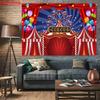 [2D Flat Banner] 1 Circus Red Tent Amusement Park Ferris Wheel Colored Balloons - Polyester Fiber Photography