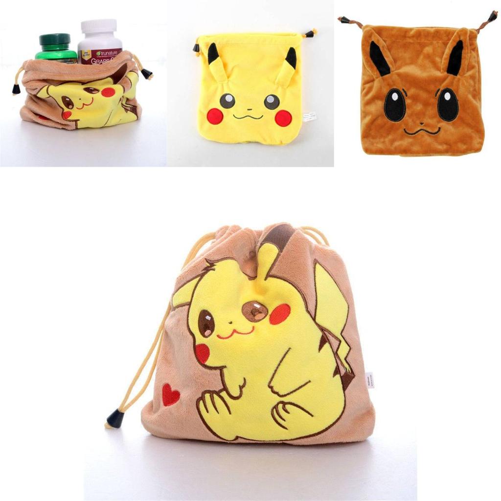 Pokmon Insulated Fur Drawstring Pouch For Travel Storage And Gift Packaging