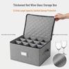 Scatola porta bicchieri alti a 12 scomparti: Guscio Rigido Antipolvere, Custodia Portatile per Calici da Vino con Etichette, Impilabile
