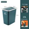 Nordic Press Type Trash Can Odorless Rectangular Garbage Bin with Lid Leakproof Bathroom Kitchen Stainless Steel Office Home Use