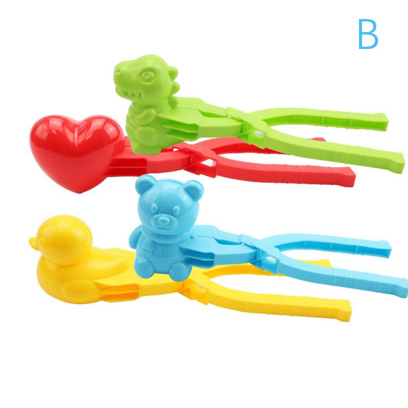 4Pcs Cute Bear Duck Dinosaur Snowball Clip Snow Clay Ball Maker Creative Snowballs Mold Snow Shovel For Kids Outdoor Sports Snow Toy