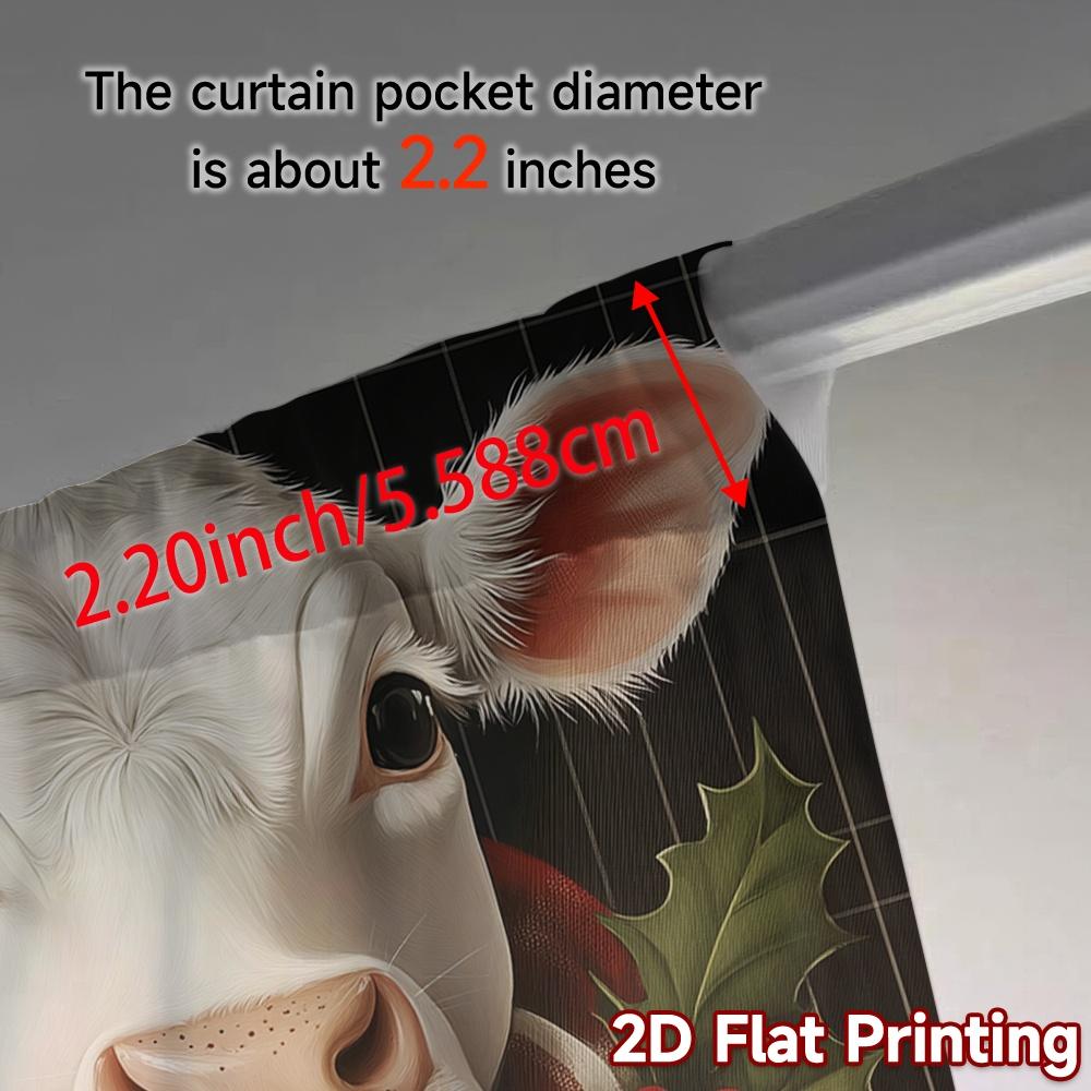 2pcs,Curtains Christmas Cow Holly Scarf Modern Modern Curtain 100% Polyester Curtains Decorations For Home Perfect for