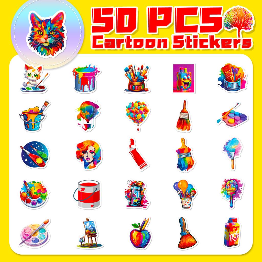 50 Painting Stickers Oil Painting Shein Art Fashion Diy Children'S Art Painting Graffiti Stickers