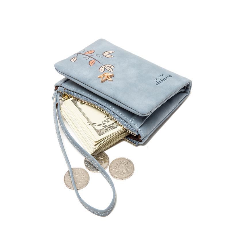 Billetera Corta Estampada Simple Monedero Casual con Pulsera Bolso de Mano Combinable Moderno Unisex para Uso Diario