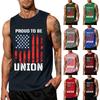 Men's Sleeveless Tank Top Labor Day Casual Shirt Crew Neck Graphic Print Muscle Fit Cotton Blend Soft Fabric Workout Gym Apparel