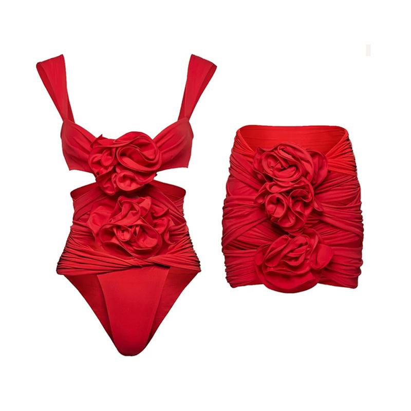 Sexy Flower One Piece Swimwear Brazilian Biquini Cut Out Swimwear Women Swimsuits High Leg Bodysuit Bathing Suit Monokini