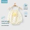 Youqi Newborn Summer Triangle Romper - Thin Style Baby Bodysuit with Straps, Class A, Size 6