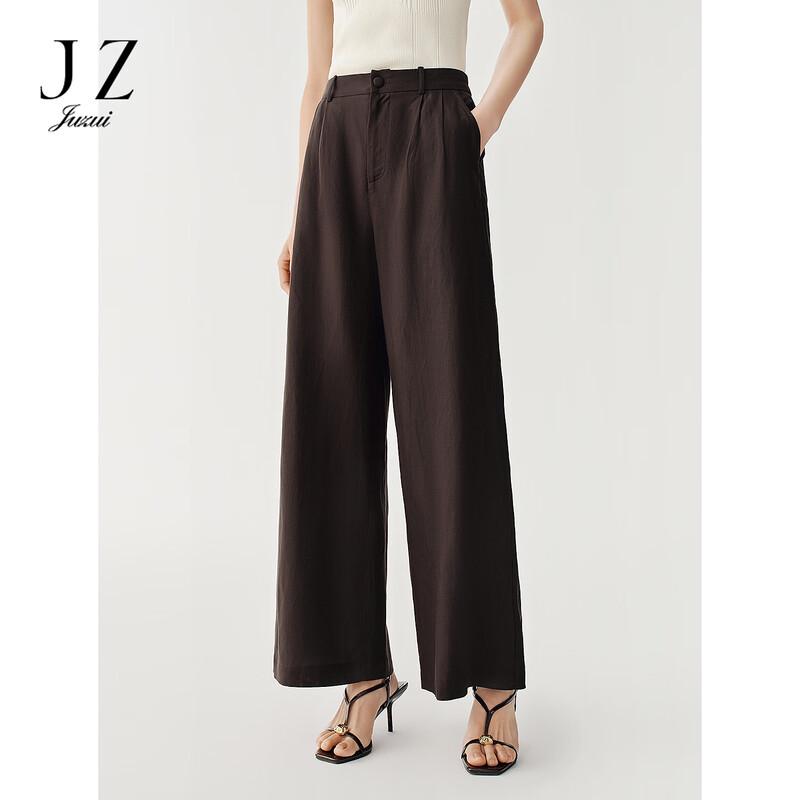 JUZUI Women s Maillard Style Lyocell Blend Wide-Leg Trousers M