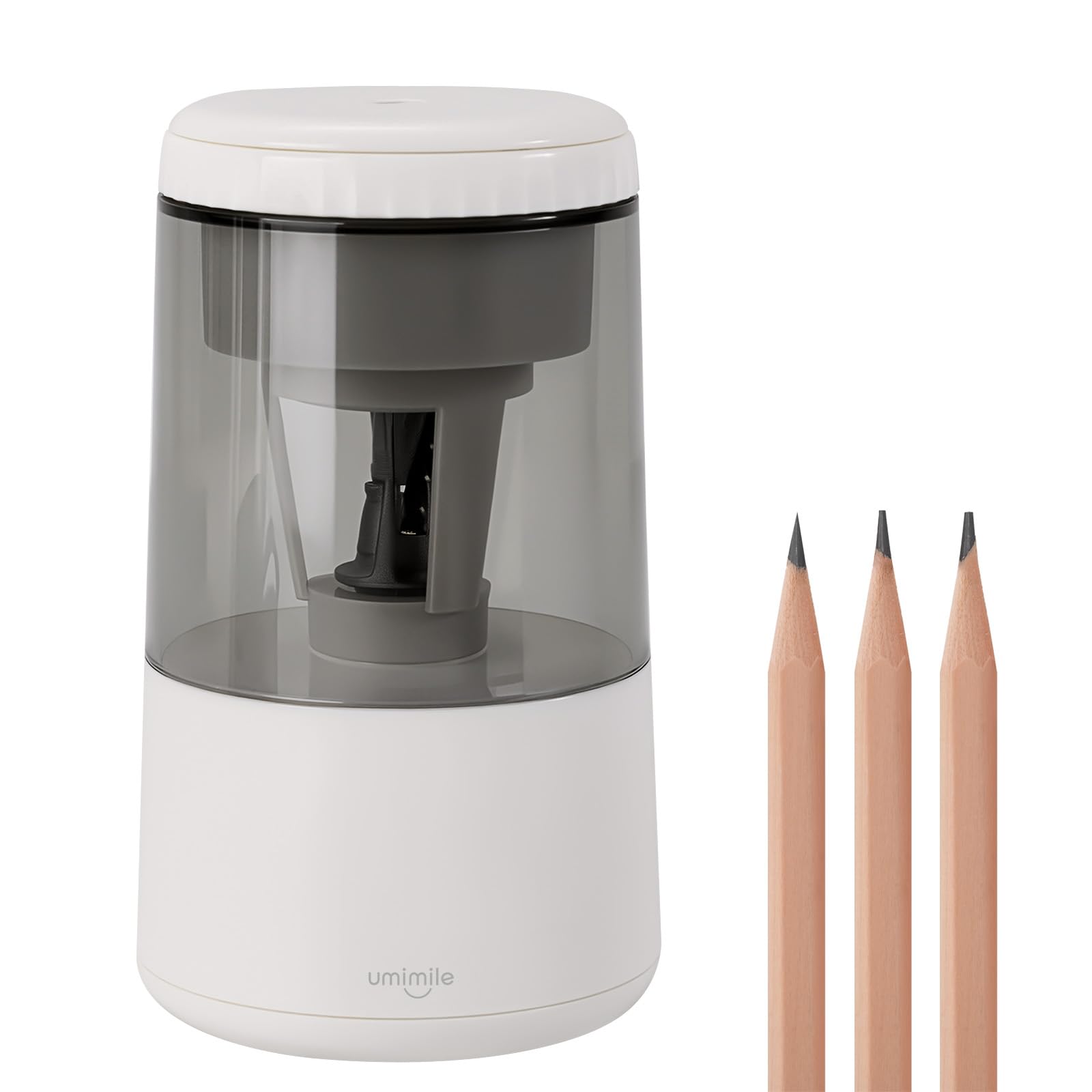 

Umimile Electric Pencil USB Automatic Adjustable Fits For Home and Office Use Sharpener, Rechargeable, Shut-Off, Sharpness, Compact, 6-8mm Pencils, білий