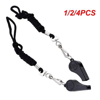 1/2/4PCS Professional Whistle Black ABS Outdoor Sports Camping Hiking Referee Game Training Survival Whistle With Lanyard