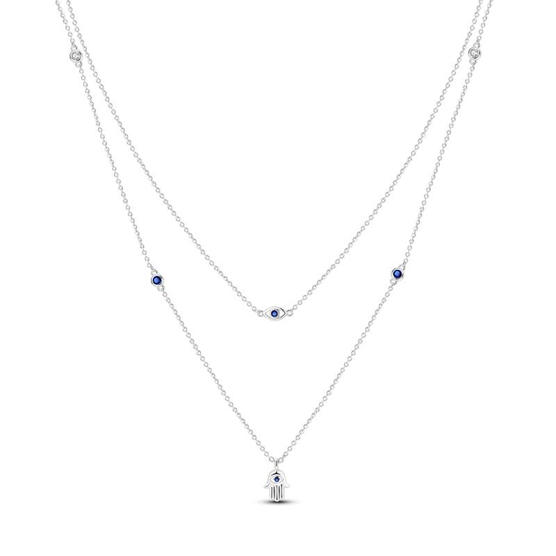 Hand of Fatima Necklaces copper Authentic Blue Eyes Pendant Long Chain Link Ideal For Women Birthday Vintage Jewellery Gift