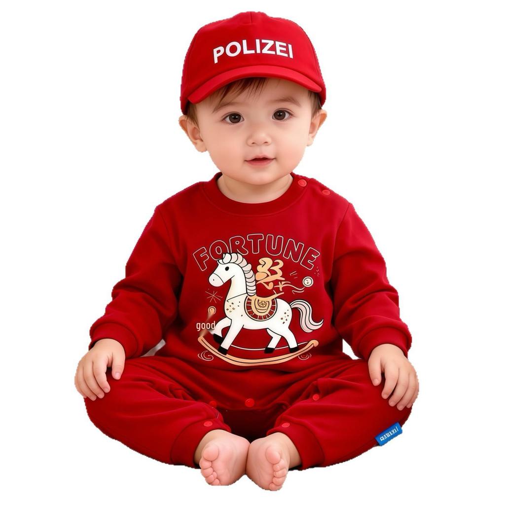New Arrival: Year of the Horse Family Matching Outfits - Red Autumn/Winter Collection for Mother-Daughter, Mother-Son, and Baby Rompers