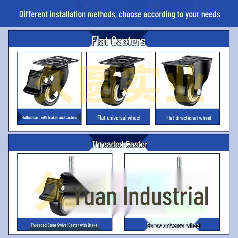 Black Heavy-Duty Swivel Casters with Brakes for Furniture, Cabinets & Industrial Use, Double Bearing Wheels