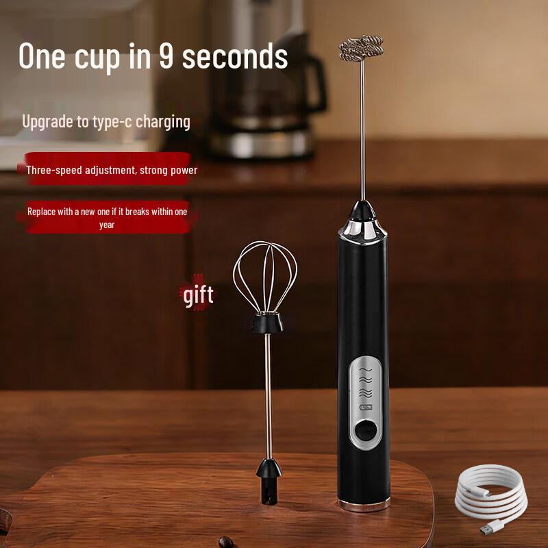 Electric Handheld Milk Frother with Glass Beaker