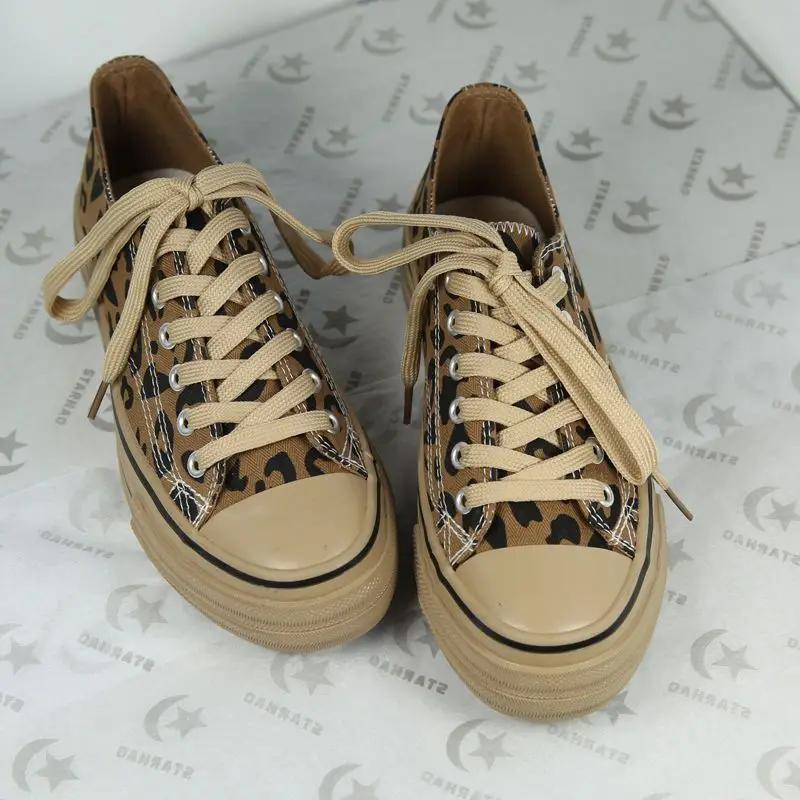 Fashion 2025 Original Leopard Print Women s Canvas Shoes Designer Luxury Vulcanized Shoe Y2k Cheap High Quality Ladies Footwear 35 4856₽