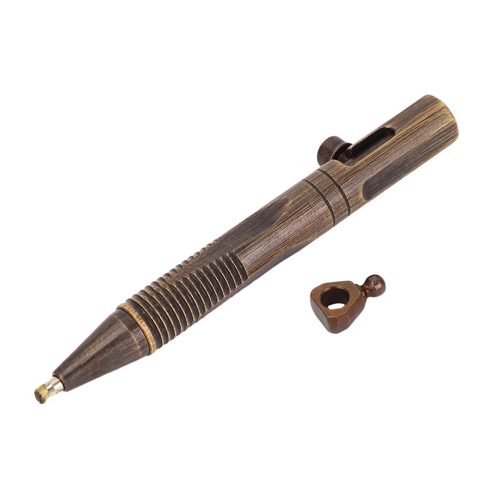 Quick Release Ballpoint Pen Brass Compact Pen with Detachable Keychain On Top for Working Traveling Writing