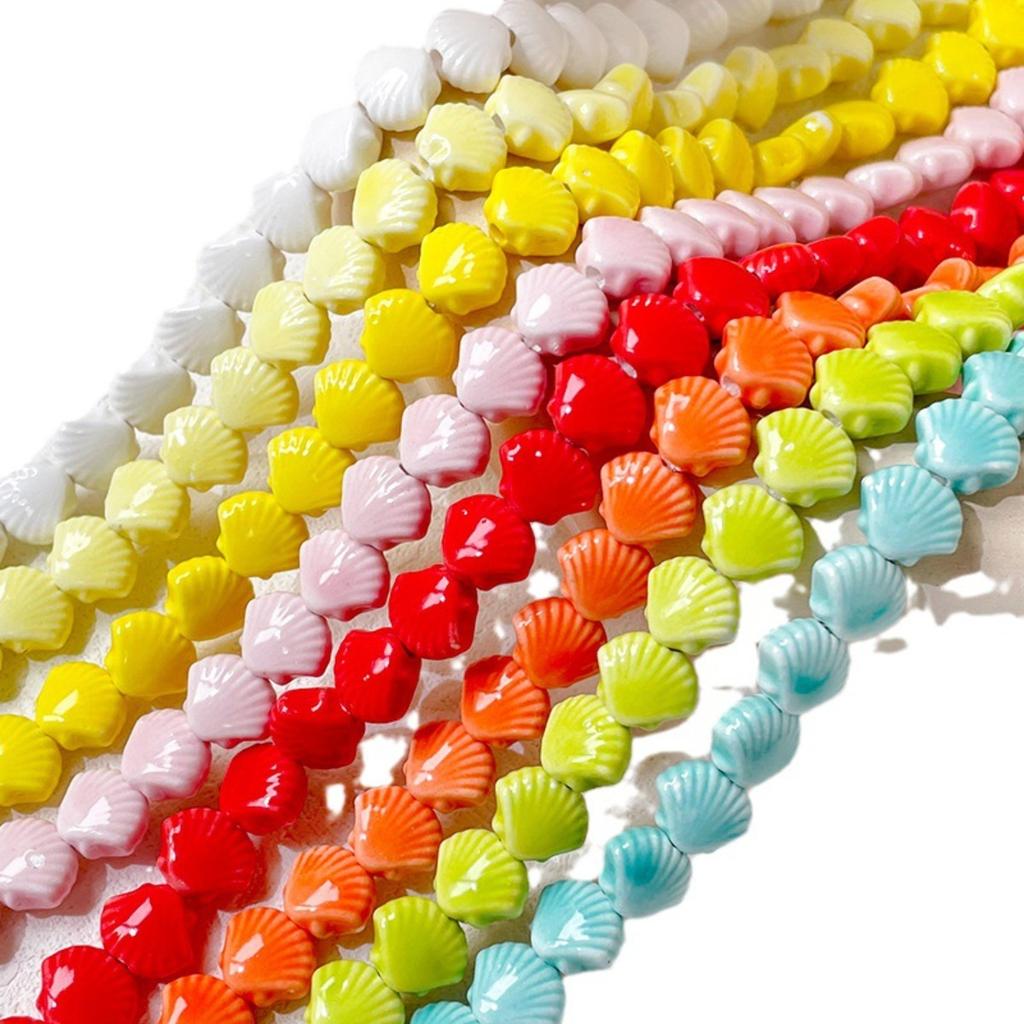 Z33 10pcs 10x12mm Shell Shaped Ceramic New Beads Multicolor Exquisite DIY Handmade Necklace Bracelet Jewelry Trend Accessories