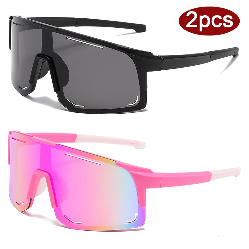 Protective Glasses 2pcs Women Men Large One Piece Sun Glasses Outdoor Cycling Wrap Around Sunglasses Colorful Glasses UV400