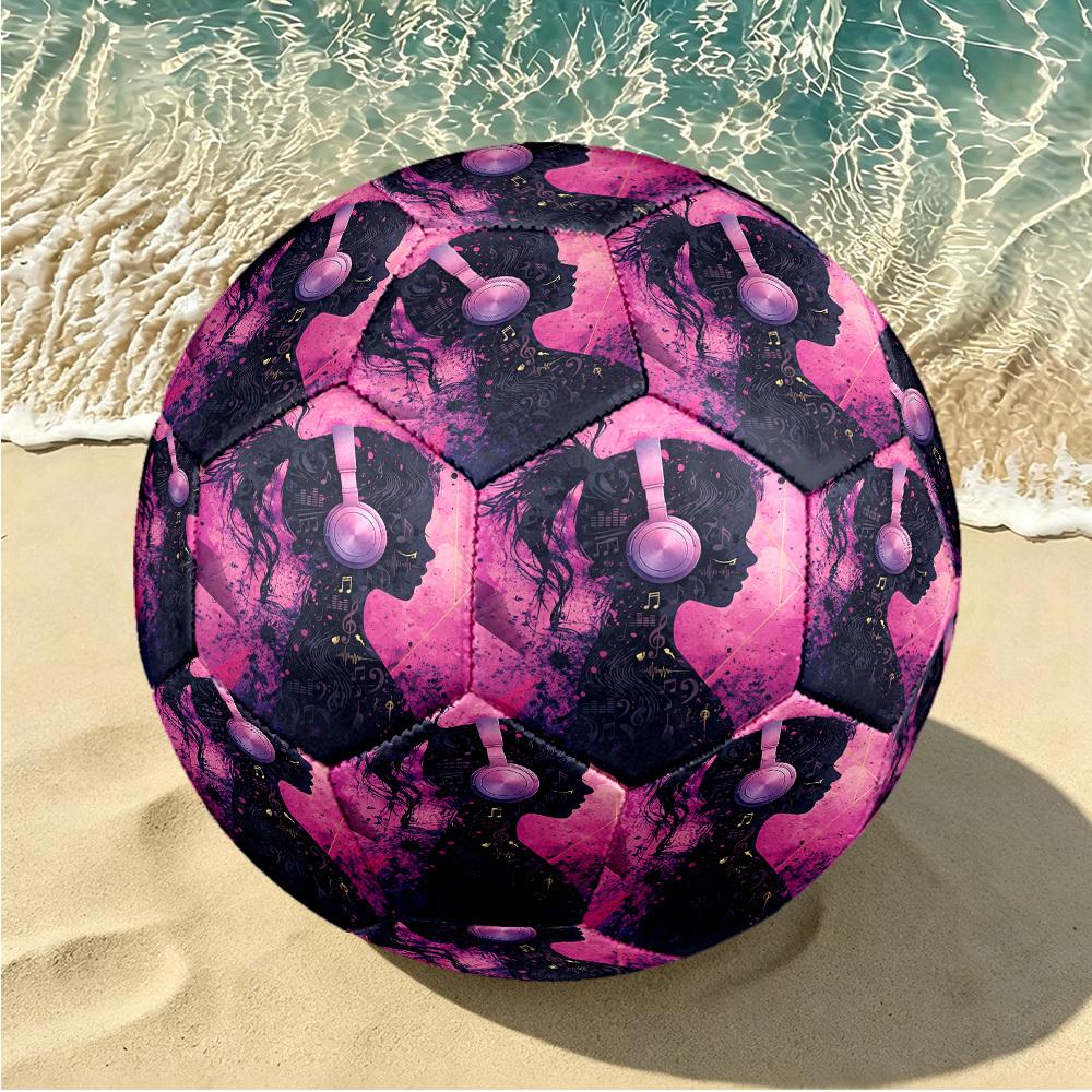 1pc Music Dreams Standard Size 5 Wear Resistant Football, Indoor Outdoor Soccer Ball for School Park Grass Training & Daily Zq71012