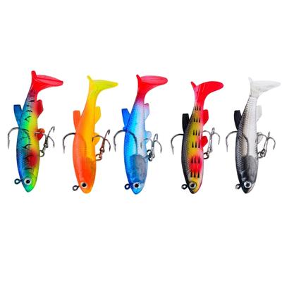 5Pcs Soft Silicones Fishing Lures, Fishing Jig Head Hook Trouts Soft Fishing Lures for Freshwater & Saltwater