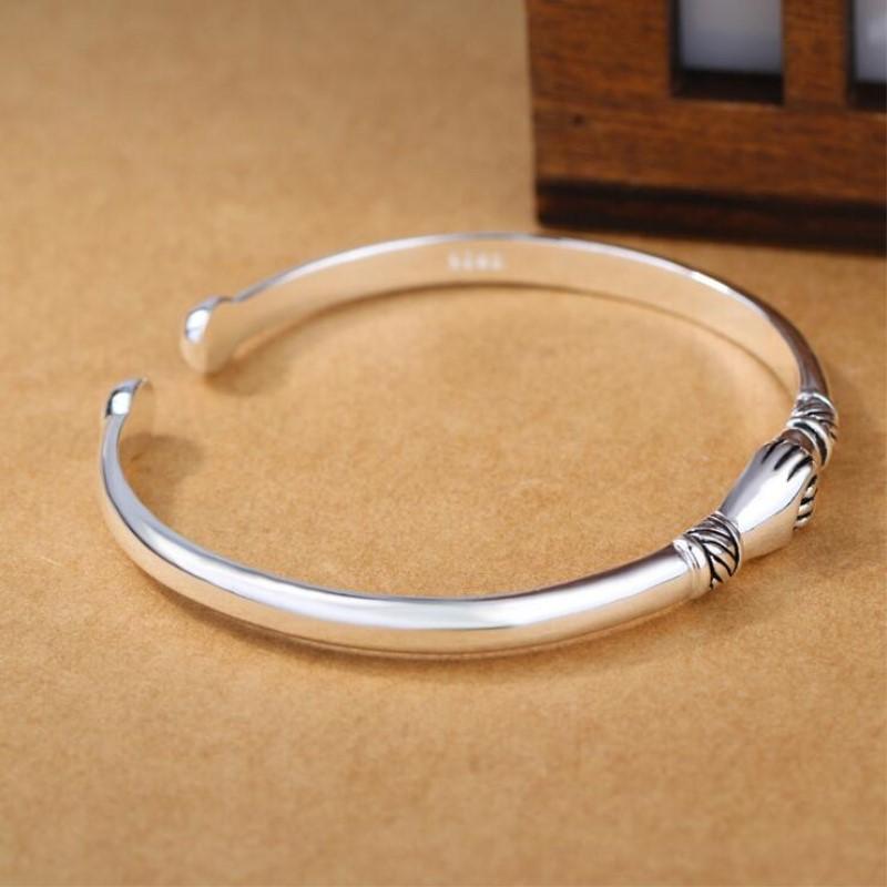 Nuovi Gioielli Retro in Argento Sterling 925 da Donna Braccialetti Apertura Stretta di Mano Creativi Braccialetti dell'Amicizia SL004
