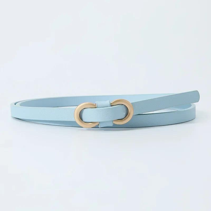 Multi-color Women Fashion Thin Belt Casual Decoration Dress Shirt 8-character Buckle Small Belts Solid Pu Leather Ladies Belts