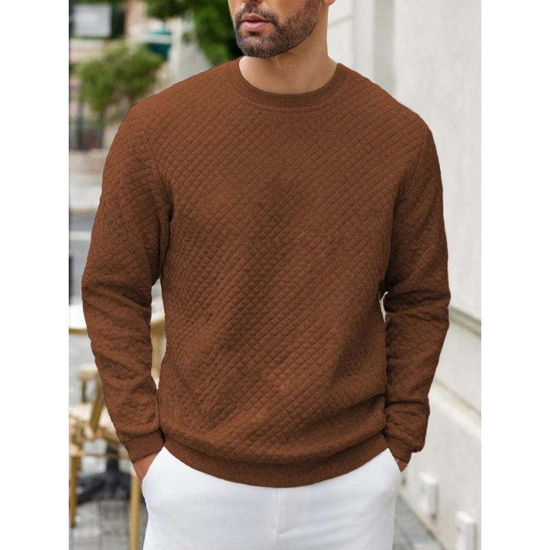 Neues Frühlings- und Herbst-Rundhals-Einfarbiges Waffel-Casual-Langarm-Pullover-Sweatshirt