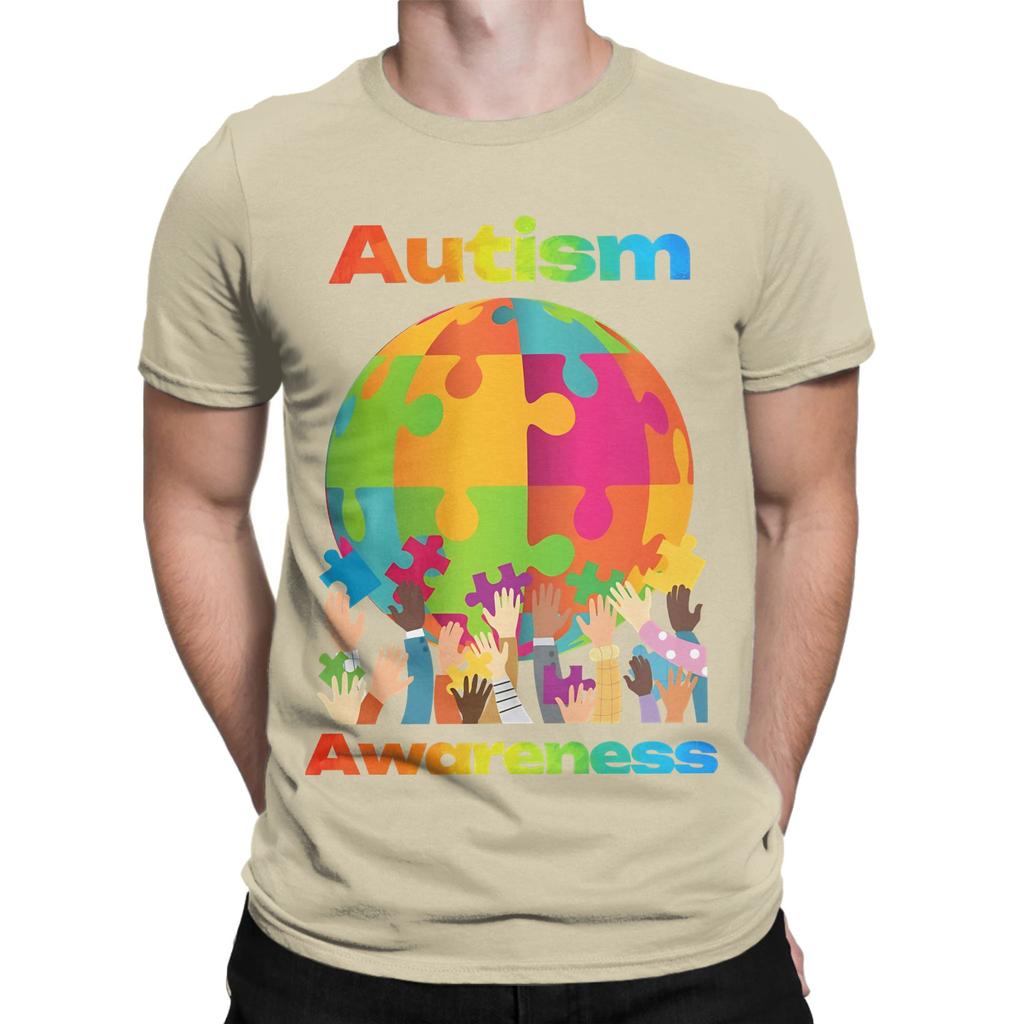 Awareness Rainbow World Puzzle Funny Graphic 100 Cotton Tshirt Autism Tops Tees For Unisex