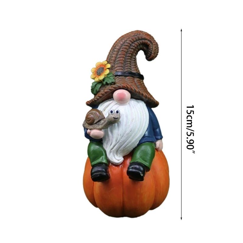 Resin Pumpkin Gnomes Garden Statue Outdoor Garden Decoration Desktop Lawn Ornaments  Fall Gnomes Figurine Thanksgiving