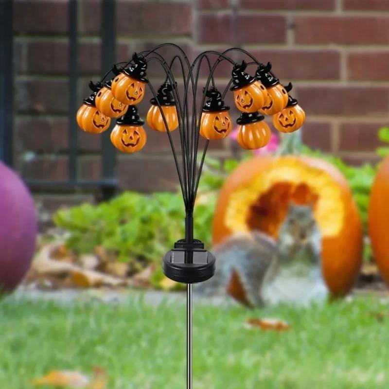 4er-Pack 8LED Solar-Kürbislichter Halloween-Dekorationen Außenwegleuchten Gruselige wasserdichte Glühwürmchenlichter für Garten Rasen