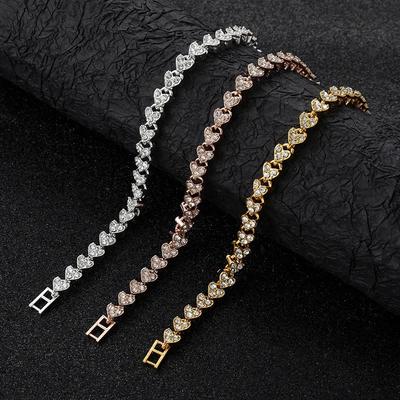Heart Design Zircon Wedding Bracelet Water Drill Encrusted Simple Sense Ins Style Jewelry Accessory