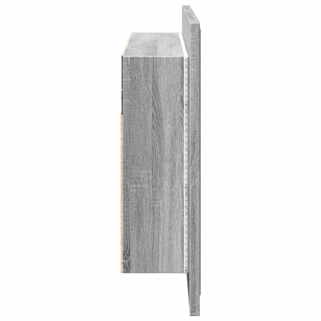 LED Mirror Cabinet Grey Sonoma 80x12x45 Cm Acrylic