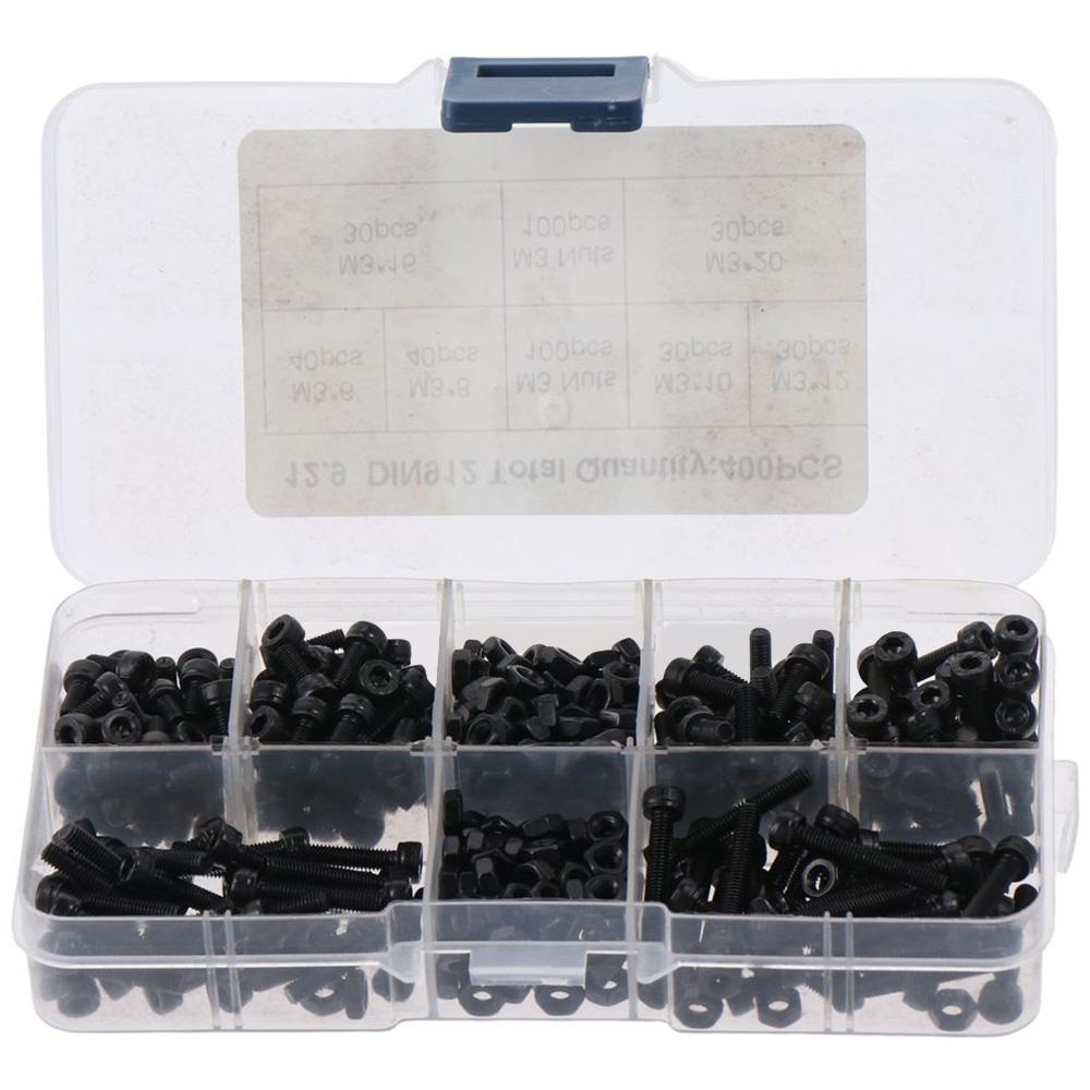 

400 шт., легированная сталь 12,9, винт M3 с шестигранной головкой, гайки и болты, гайки M3, 3D-принтер