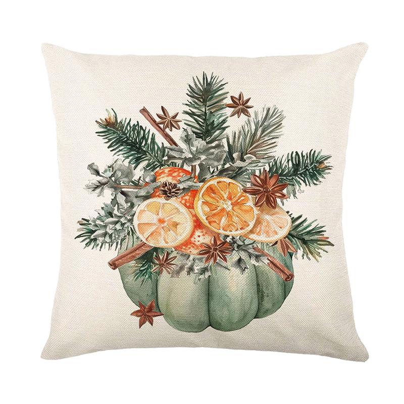 Pillow Cover Autumn Plant Print Linen Pillow Cover Living Room Sofa Cushion Cover Home Decoration