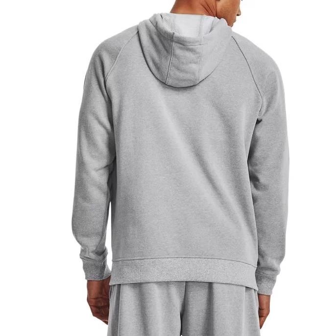 Under Armour Solid Color Cotton Knit Hooded Training Sweatshirt Men Sweatshirt Gray 1379684-011