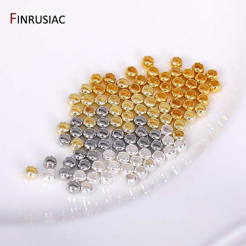 Wholesale 14k/18k Gold Plated Crimp Beads, Brass Metal 2mm/2.5mm/3mm Stopper End Beads For DIY Jewelry Making Supplies Findings