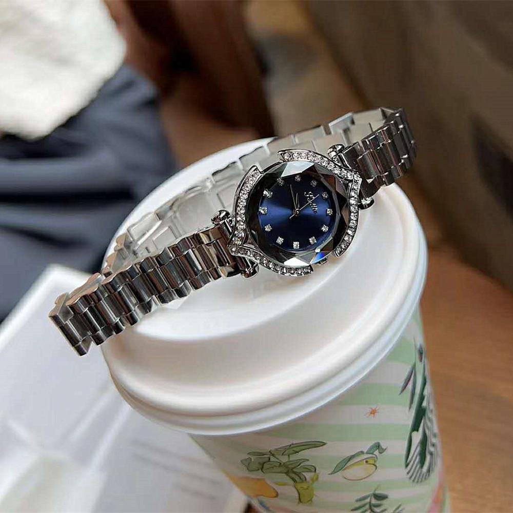 Fashion Steel Belt Watch Femininity Diamond-Encrusted Rhombus Mirror Women'S Watch