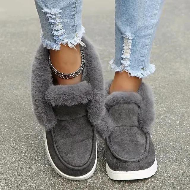 Women's Winter Cotton Shoes Fashionable Suede Warm Cotton Shoes Outdoor Soft Sole with Wool Comfortable Snow Boots Plus Size 43
