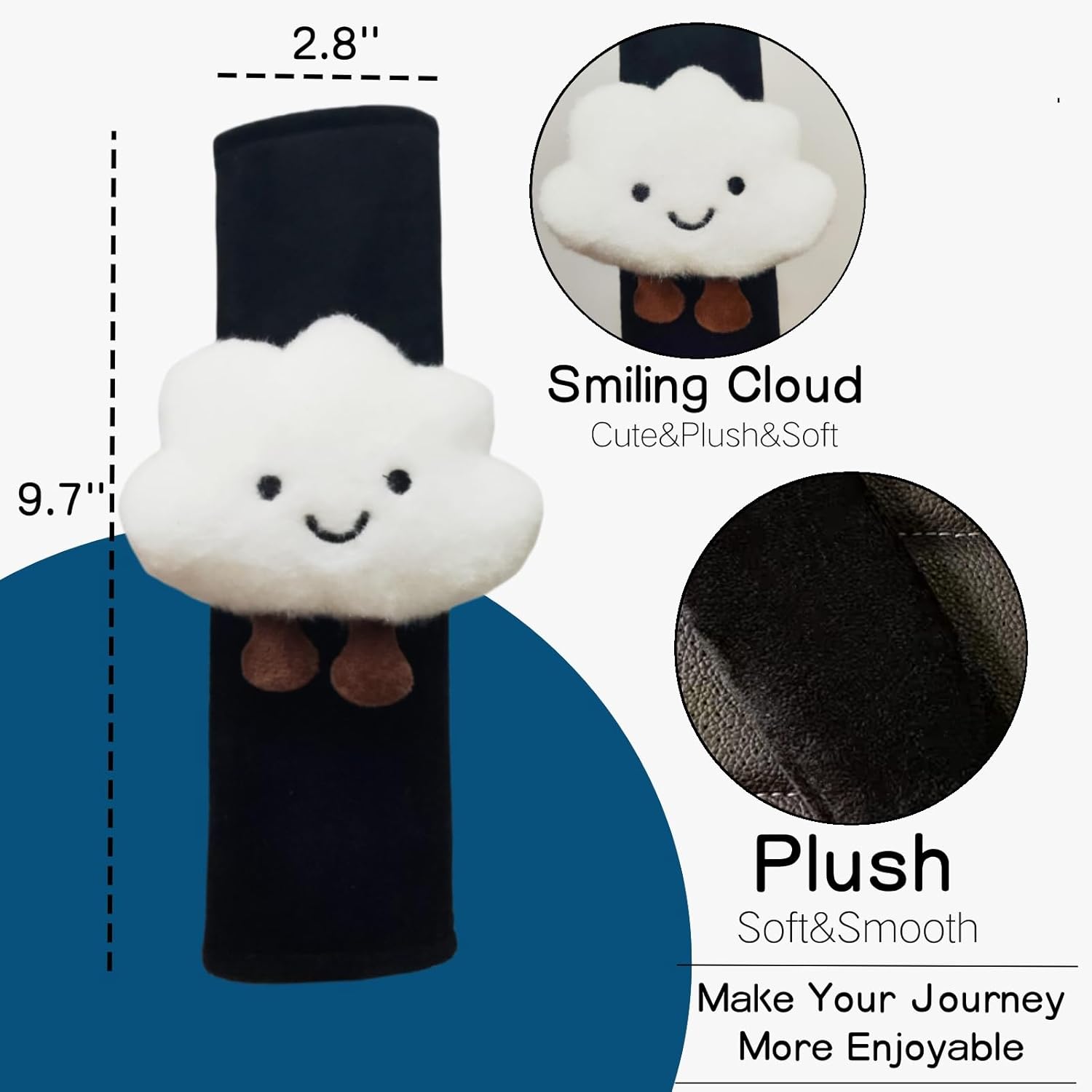 2/4 PCS Cute Seat Belt Cover Pads, Cartoon Cloud Seatbelt Covers for Kids and Adults, Soft Seatbelt Cushion, Car Seat Strap Pads (2) 2