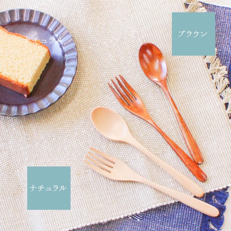 Spoon and fork cutlery for stylish set, stylish, wooden, set, kids, lunchbox, (brown)
