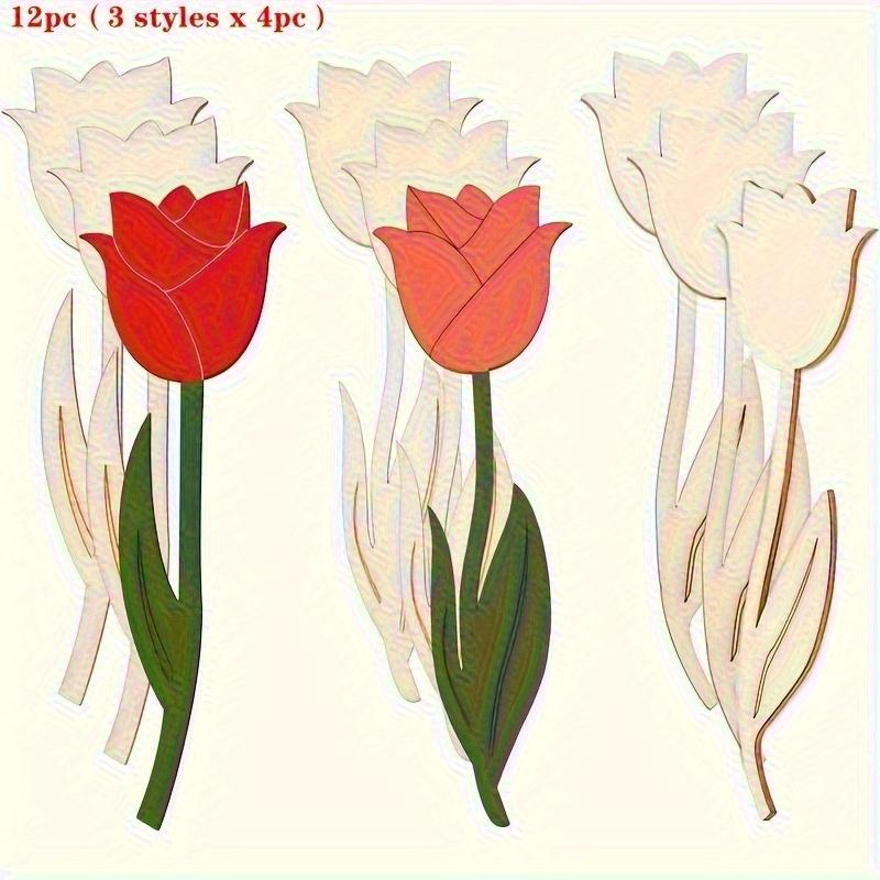 12pcs Wooden Rose Flower Shapes for DIY Crafts - Versatile Hanging Decorations forHalloween, Christmas