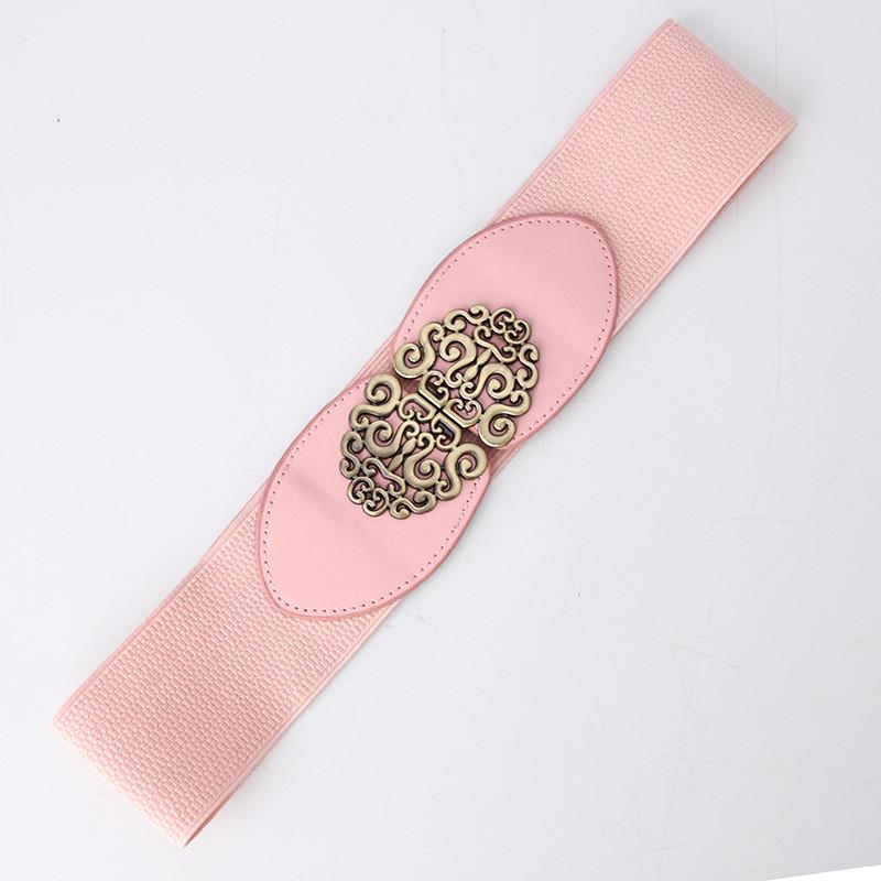 Fashion Ladies Wide Elastic Belt With Metallic Clasp For Business And Everyday Style