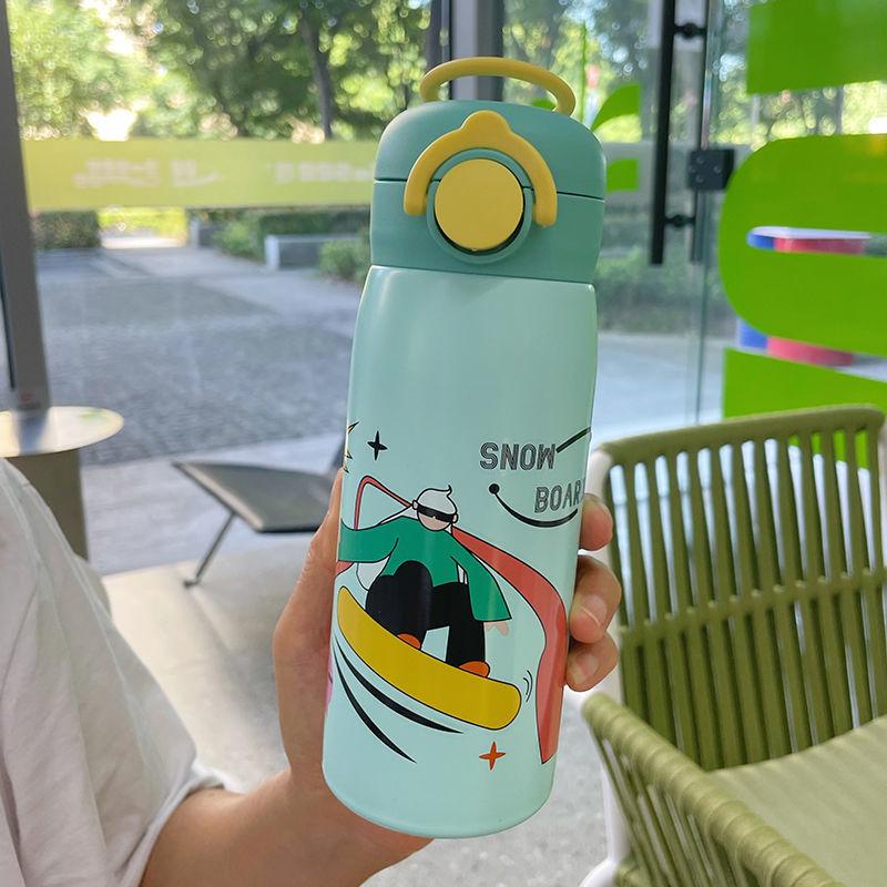 New Bounce Direct Drink Thermos Cup Cartoon Colorful Girl Good-looking Student Children Cute Portable Insulation Cup
